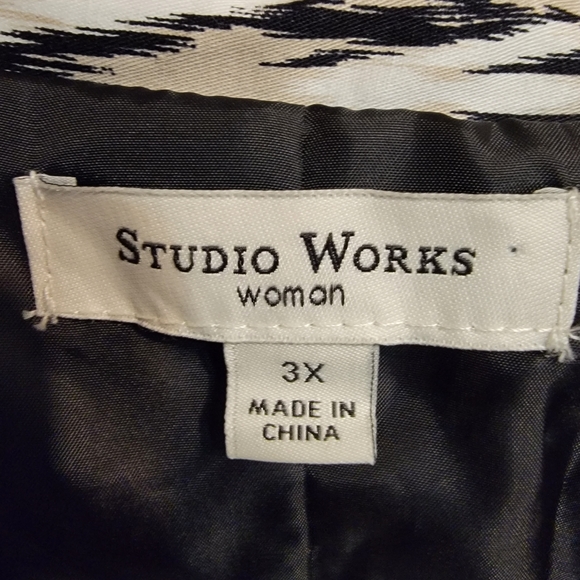 NWT Studio Works Lightweight Jacket,  Black and White Print, Cotton Blend, Sz 3x - Picture 4 of 6